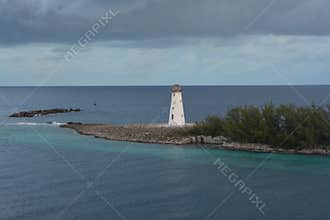 Lighthouse at Dusk on Small Bahamian Island