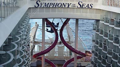 Rear View of Symphony of the Seas with Ultimate Abyss Slide