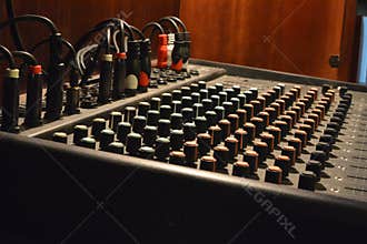 Audio Mixer showing buttons and knobs