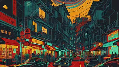 Retro city life. AI generated cinematic video