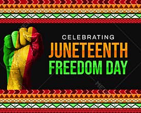 Celebrating Juneteenth freedom day background design with traditional colors