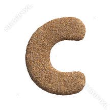 Sand letter C - Capital 3d beach font - Holidays, travel or ocean concepts