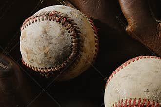 Baseball old vintage balls for competition sport concept
