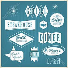 Vintage restaurant logo, badges and labels