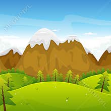 Cartoon Mountains Landscape