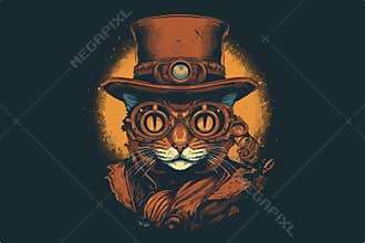 Steampunk dog vintage vector illustration for tshirt