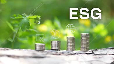 ESG environmental social governance investment business concept. ESG icons. Business investment strategy concept.