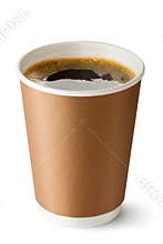 Take-out coffee in opened thermo cup