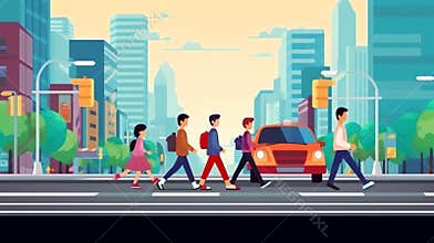 Generative AI Pedestrians Crossing Road at-