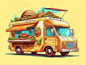 Generative AI Isometric Street Food Truck-