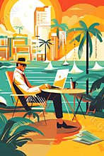 Generative AI Happy Business Characters Preparing-
