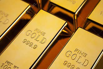 Gold bars closeup