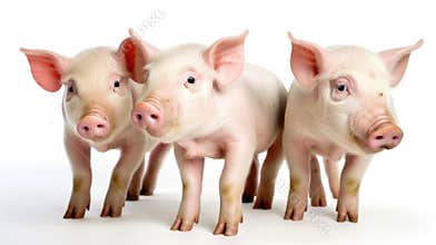 Pink Pigs in Open Barn at the Farm