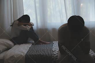 Divorce and quarrels. couples are desperate and disappointed after marriage. Husband and wife are sad, upset and frustrated after