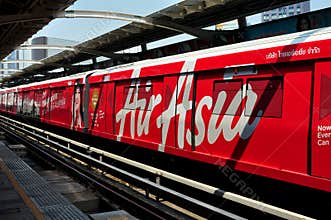 Bangkok, Thailand: BTS Skytrain with Advertising