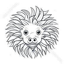 Organic Art Nouveau Inspired Line Drawing Of A Lion On White Background