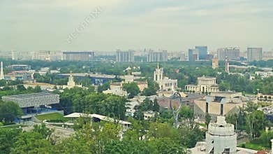 Moscow, Russia - 08.08.2023 -Areal view of Exhibition of Achievements of National Economy site, known as VDNKH. City