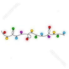 Cute Christmas color lights isolated on white background