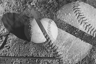 Baseball sports art in black and white
