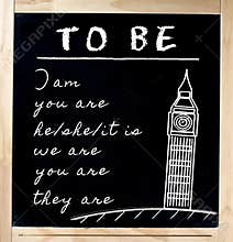 Learning English on Chalkboard