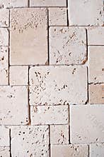 Travertine tiled wall