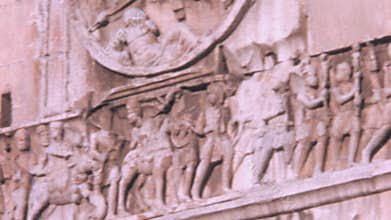 Close Up View of Carved Sculptures at Triumphal Arch of Constantine in Rome 1960s