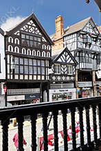 Tudor buildings in Bridge street. Chester. England
