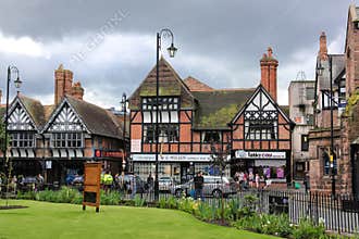 Tudor buildings in Werburgh street. Chester. England