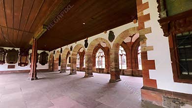 Panorama of Bishop Court Hall of Basel Minster, Switzerland