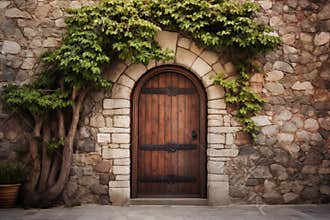 Fancy arched wooden door entrance