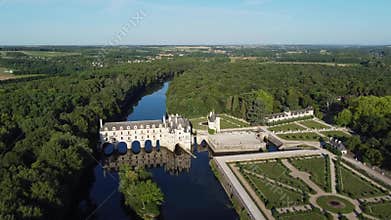 Famous. castle on River Cher in. the Loire region, France