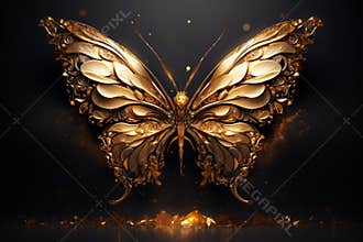 Lustrous Golden butterfly wallpaper. Generate Ai