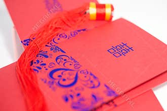 Wedding invitation card and lucky knot