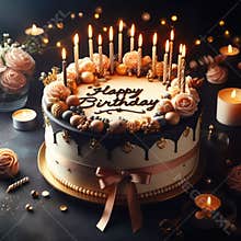 delicious and luxurious happy birthday cake