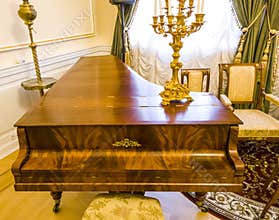 Close up shot of the vintage piano. Concept