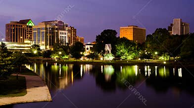 Cityscape scene of downtown Huntsville, Alabama