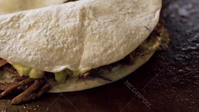 Mexican food - delicious tacos with ground beef. cooking process