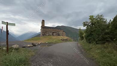 Romanesque hermitage of Sant Quirc de Durro, Vall de Boi. Catalonia, Spain. UNESCO World Heritage Site