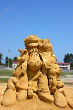 Sand sculpture of Winnie the Pooh
