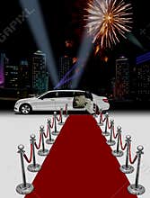 White limo and red carpet