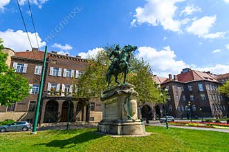 Equestrian statue of Ferenc Rakoczi in Szeged, Hungary