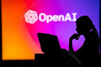 UK, LONDON. JANUARY 30, 2023: Open AI. Innovative Minds: A Woman and the Power of Technology