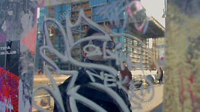 Portrait reflection man face glasses mirror painted felt-tip anarchist district