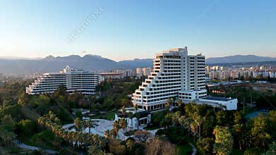 Hotel on the beach aerial view Turkey Antalya 4 K
