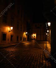 Old street with lamps