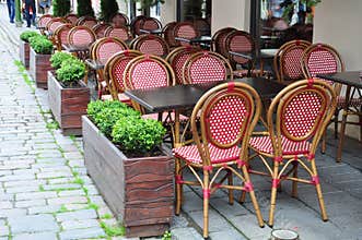 Empty street cafe