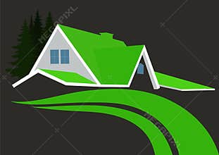Green house logo design vector.