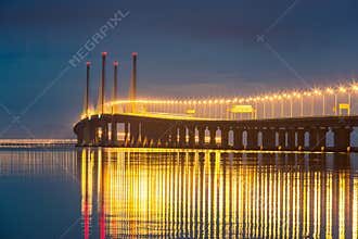 Penang Bridge of George town during sunrise