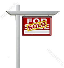 Sold For Sale Real Estate Sign Isolated on a White Background with Transparent PNG Option.
