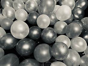 Stack of balloons unique object black and white photo